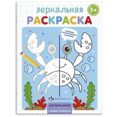 Раскраска для детей "Зеркальная раскраска" арт. 56898/ 10 для мальчиков /145х190 мм, 4 л, блок - оф Феникс