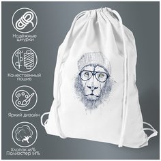 Сумка для обуви CoolPodarok Лев в шапке с очками желтые глаза