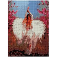 Алмазная мозаика квадратная 30×40 см, полное заполнение, 23 цв. «Девушка-ангел в саду» Рыжий кот