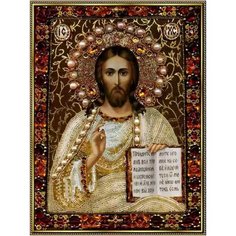 Алмазная мозаика "Икона Господь Вседержитель" 30х40 см/ Алмазная мозаика на подрамнике полная выкладка/Алмазная вышивка/ Картина стразами Good Rest