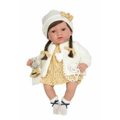 Arias ELEGANCE ARIA кукла мягкая с виниловыми конечностями, 40 см. Смеется. В желтой одежде и с соской.