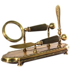 Лупа из бронзы в наборе с ножом и ручкой Презент