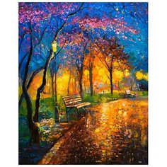 Алмазная мозаика «Загадочный вечерний парк», LG286 / 40х50 см / Полная выкладка / Холст на подрамнике / Картина стразами Цветной