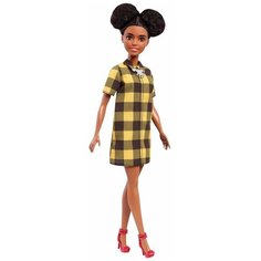 Кукла Barbie Игра с модой, 29 см, FBR37 брюнетка в клеточном платье