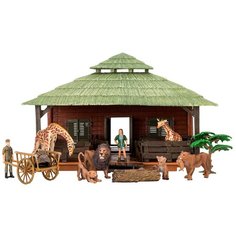 Игровой набор Masai Mara "На ферме", Ферма, львы, жирафы, фермеры, инвентарь, 14 предметов (ММ205-050)