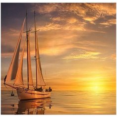 Алмазная мозаика Molly 30х30 см Яхта на закате (23 цвета)