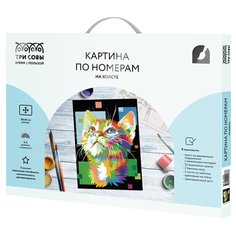 ТРИ СОВЫ картина по номерам Пиксельный кот, 30 х 40 см
