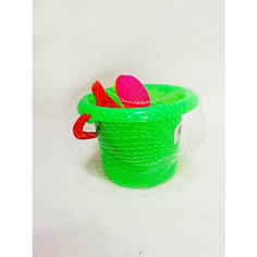 Песочный набор: ведро мал, совок, сито, формочка в сетке/ведро мал, совок, грабли, формочка в сетке, зеленый Нет бренда