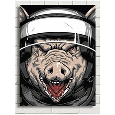 Картина по номерам на холсте Свин полицай (животные, свинья, боров) - 9080 В 30x40