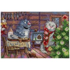 Набор для вышивания "Новогодняя ночь", 16x23 см, МП-студия М.П.Студия