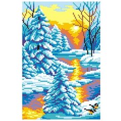 Набор для вышивания "Зимний закат", 21x30 см, МП-студия М.П.Студия