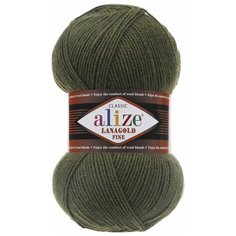 Пряжа Alize Lanagold Fine (Ализе Ланаголд Файн) - 5 мотков, 29 хаки, 49% шерсть, 51% акрил 390м/100г