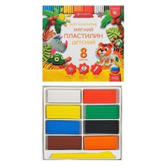 GLOBUS Пластилин GLOBUS «Детский», 8 цветов, 120 г, мягкий Глобус
