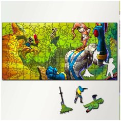 Пазл из дерева с фигурками, 230 деталей, 46х23 см игры Earthworm Jim Earthworm Jim, Червяк Джим, платформер, приключения, Sega, 16 bit, ретро - 5363 Puzzle Wood
