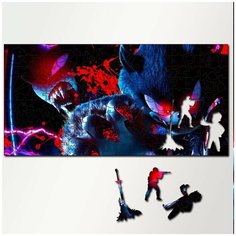 Пазл из дерева с фигурками, 230 деталей, 46х23 см игры Sonic Unleashed Sonic Unleashed, Соник Анлишд, платформер, Соник, PS, Xbox, PC, Switch - 5241 Puzzle Wood
