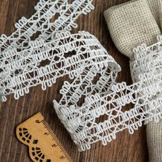 Тесьма вязаная 6322 шир.36мм цв.003 белый уп.25м Ideal