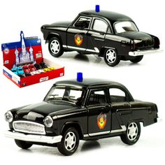 Машинка металлическая игрушка 1:32 GAZ 21 Волга: Служеная, детская, инерционная, коллекционная, свет, звук / Черный Denco Store