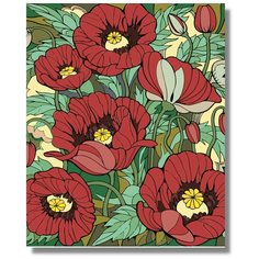 Картина по номерам " Цветы маки " холст на подрамнике 40х60