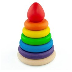 Пирамидка 17 см 5 колец / сортер / деревянная развивающая игрушка/для детей/для малышей/Ulanik Уланик
