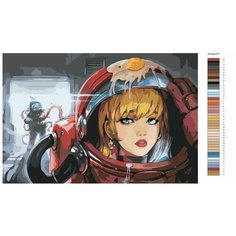 Картина по номерам "Among Us Амонг Ас: Арт с девушкой и монстром", Раскраска 40x60 см, Мультфильмы