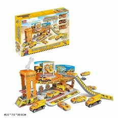 Гараж Shantou 1:64, 3 машинки, оранжевый, в коробке (JN278-2)