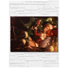 Картина по номерам на холсте игры league of legends, лига легенд, лол, новый год, рождество - 11461 Г 30x40