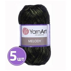 Пряжа YarnArt Melody (898), черный-зеленый, 5 шт. по 100 г