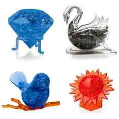 Игрушки детям Головоломка комплект новогодний из 4х штук Идея подарка ребенку 8 марта Кристал, Лебедь, Птичка на ветке, Шар Солнце Iq Toy