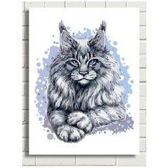 Картина по номерам Роскошный кот (кошка, мейн кун) - 8982 В 30x40