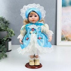 Кукла коллекционная керамика "Алиса в голубом платьице и чепчике" 30 см Сима ленд