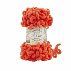 Пряжа ALIZE Puffy (Alize), яр. оранж - 421, 100% микрополиэстер, 5 мотков, 100 г, 9.5 м.