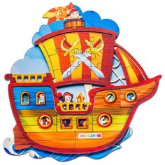Деревянный пазл Smile Decor "Пиратский корабль", рамка-вкладыш, головоломка из 41 фигурной детали