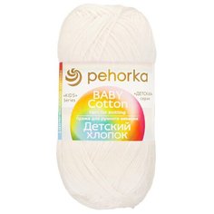 Пряжа Пехорка Пряжа Пехорка Детский хлопок 100%мерсеризованный хлопок, 330м, 100г, 1шт, 100 % хлопок, 100 г, 330 м, 5 шт., 001 белый
