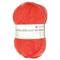 Пряжа Пехорка "Австралийский меринос" - 3 шт, (396-Настурция), 400м/100г, 95% мериносовая шерсть, 5% акрил