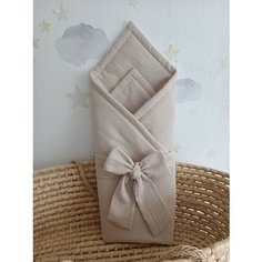 Конверт - одеяло муслиновый на выписку серо-бежевый Нет бренда