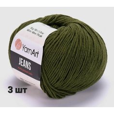 Пряжа YarnArt Jeans Ярнарт джинс Оливковый (82) 3 мотка 50 г/160 м (45% акрил 55 хлопок)