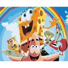 Картина по номерам ЖПН на холсте с подрамником "Губка Спанч Боб и друзья 4", Раскраска 40x50 см, Мультфильмы