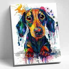 Картина по номерам Molly 40х50 акварельная такса 30 цветов HR0179