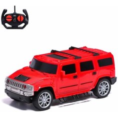 Машинка Джип радиоуправляемый Внедорожник, 1:18, свет, работает от батареек, цвет красный Enkara