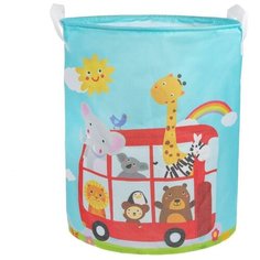 Корзина для игрушек и хранения Веселый автобус, с ручками, 35*45см, пакет Наша Игрушка