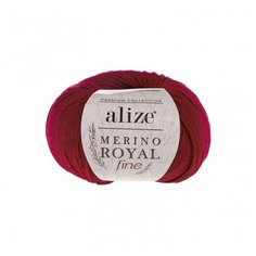 Пряжа Alize "Merino Royal Fine", 175 метров, 10 мотков по 50 грамм, цвет: 56 красный