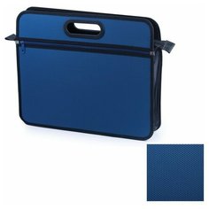 BRAUBERG Сумка пластиковая brauberg, а4+, 390х315х70 мм, на молнии, внешний карман, фактура бисер, синяя, 225167