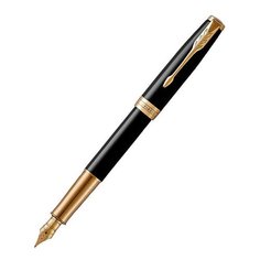 Parker sonnet core - laqblack gt, перьевая ручка, f, bl