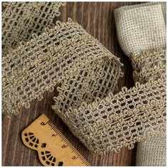 Тесьма вязаная 37мм 60000 цв.071 льняной уп.25м Ideal