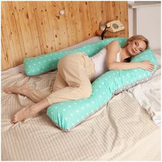Подушка для беременных Vensalio U340 Comfort "Звезды", мятная с серым, 140x90