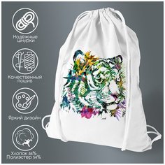 Сумка для обуви CoolPodarok Краски. Тигры. Цветы