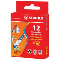 Восковые мелки утолщенные STABILO «Trio», на масляной основе, трехгранные, 12 цветов, европодвес, 2612
