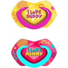 Пустышка силиконовая симметричная Canpol Babies Neon Love 6-18 м, 2 шт., розовый