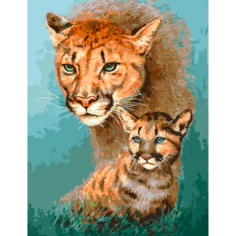 Картина по номерам Белоснежка "Священное единство" / Раскраска / Холст на подрамнике 30х40 см. / Животные / Дикие кошки / Тигры