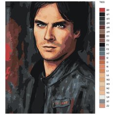 Картина по номерам T833 "Иэн Сомерхолдер-Деймон. Дневники Вампира." 40х50 Brushes Paints